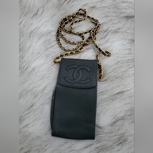 Vintage CC Phone Holder Crossbody Bag Caviar